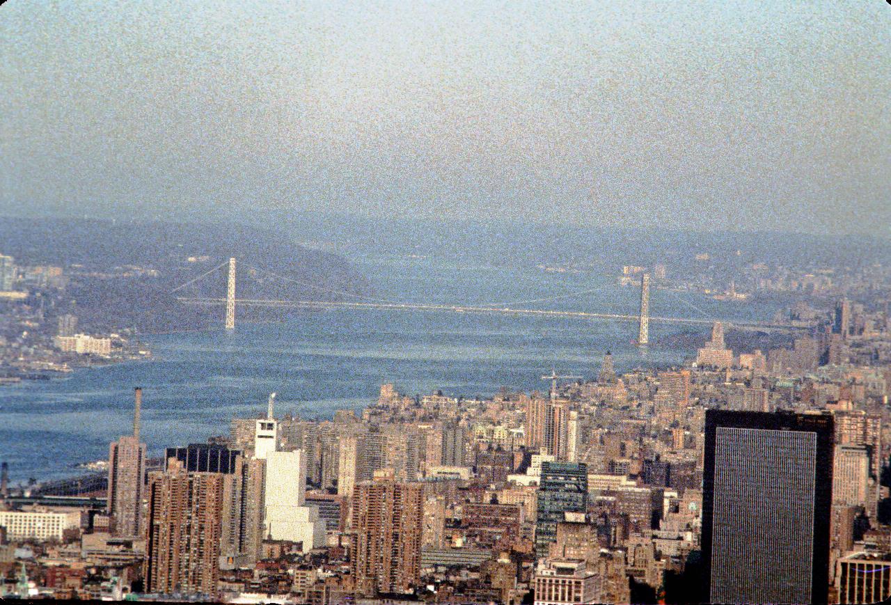 George Washington Bridge over Hudson River into New Jersey from World Trade Center