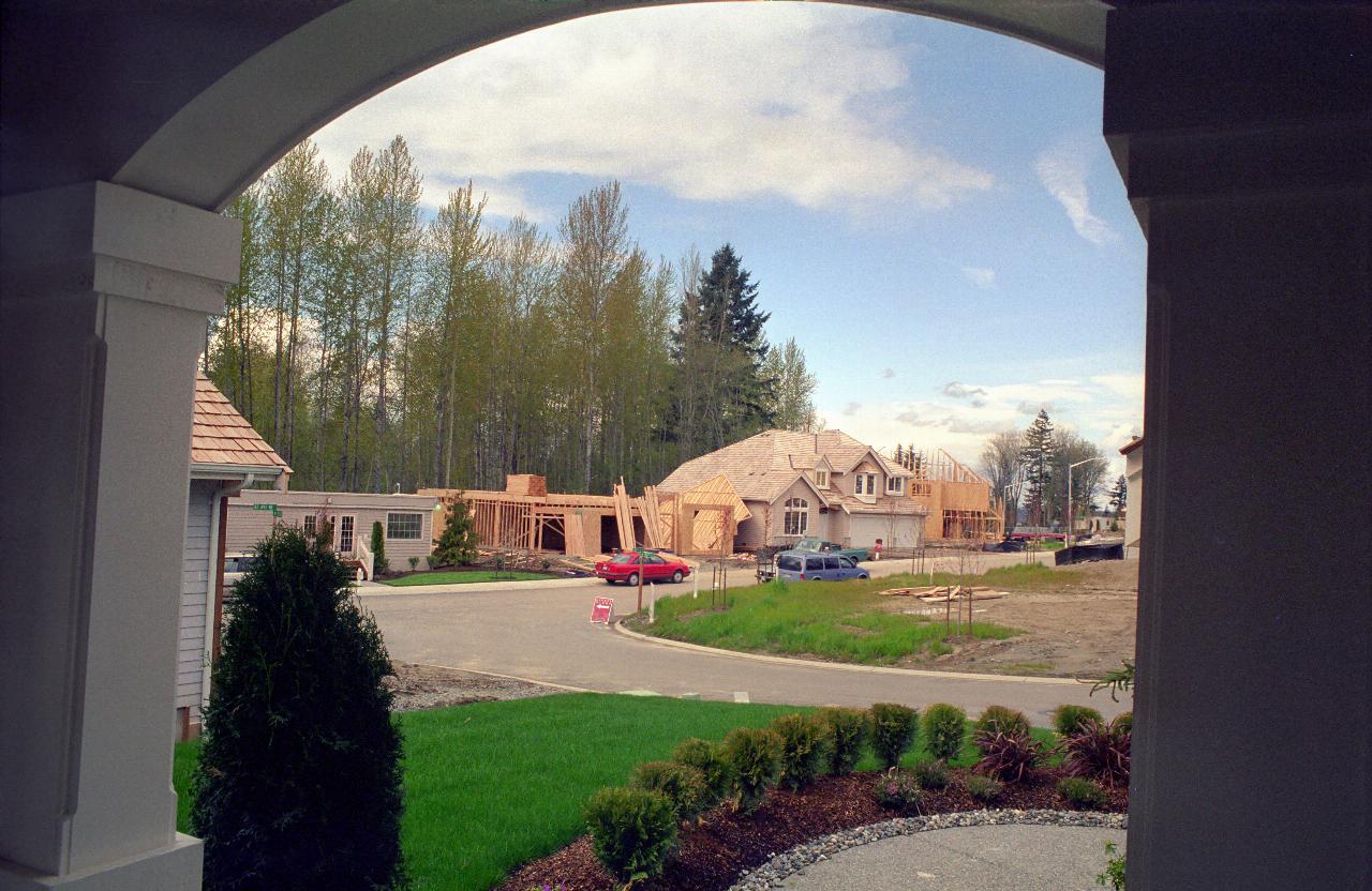 View from my front door,  showing lot 39's wall against lot 38's roof