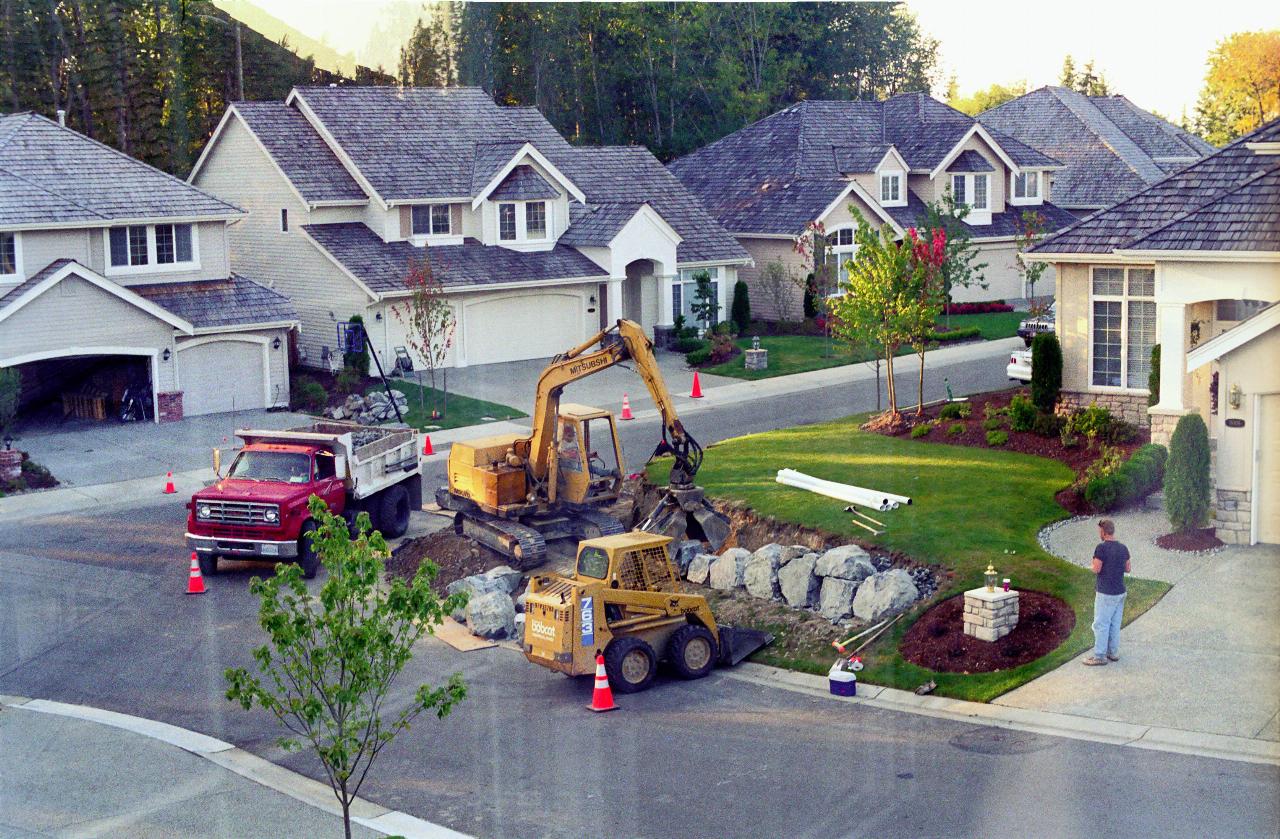 Landscaping - rocks being installed