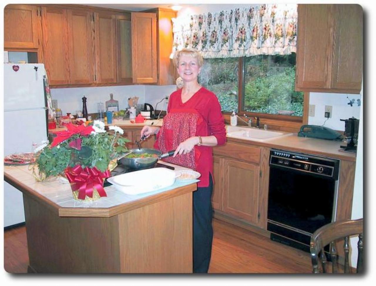 Judy preparing part of the feast