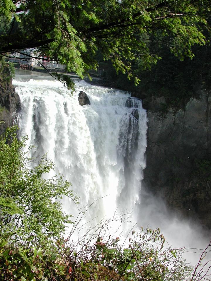 Falls with water flowing energetically over them