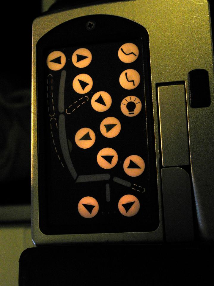 Control panel with many adjustments for seat shape