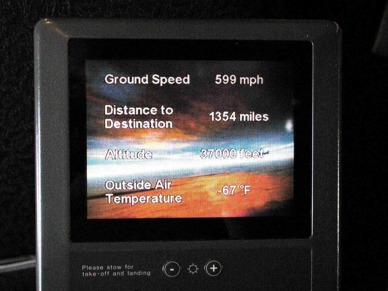 TV display showing flight location