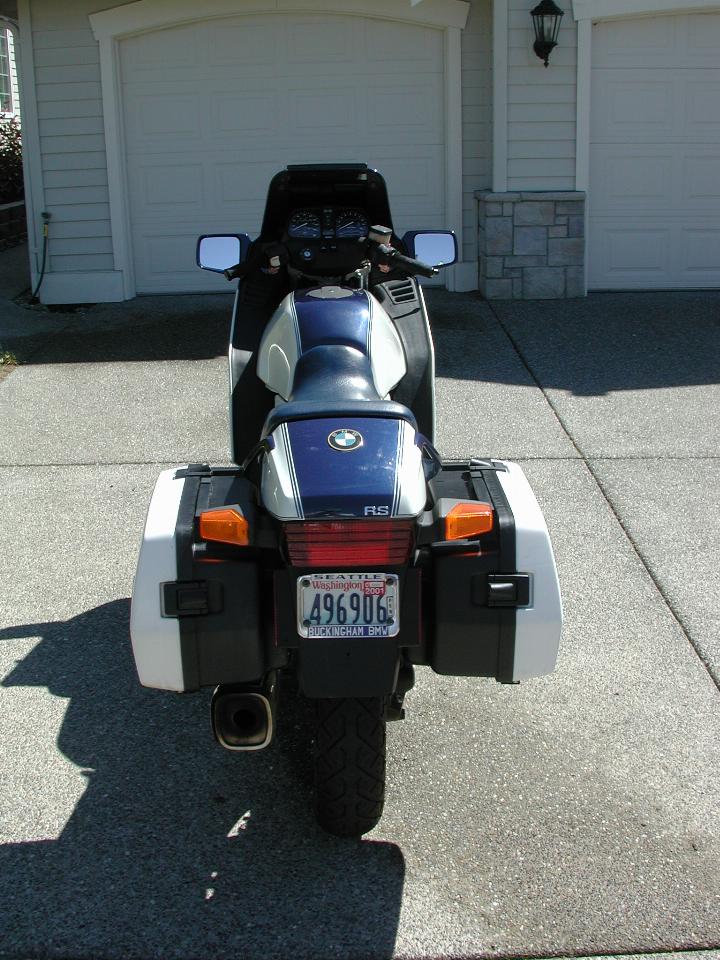 White and blue BMW motorcycle