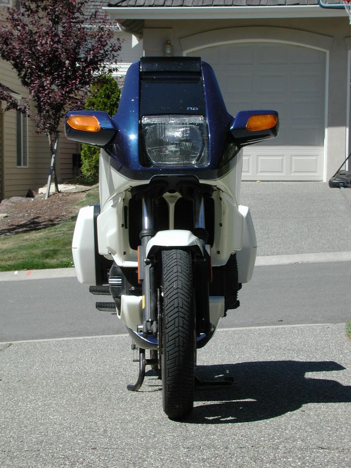 White and blue BMW motorcycle