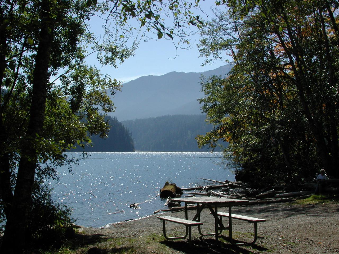 Lake Mills, the upper of the two hydro electric dams on the Elwha River