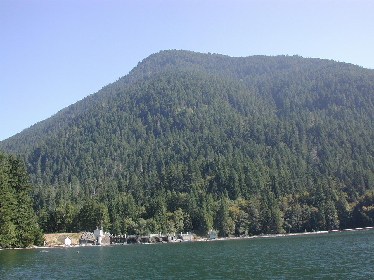 Lake Mills, the upper of the two hydro electric dams on the Elwha River