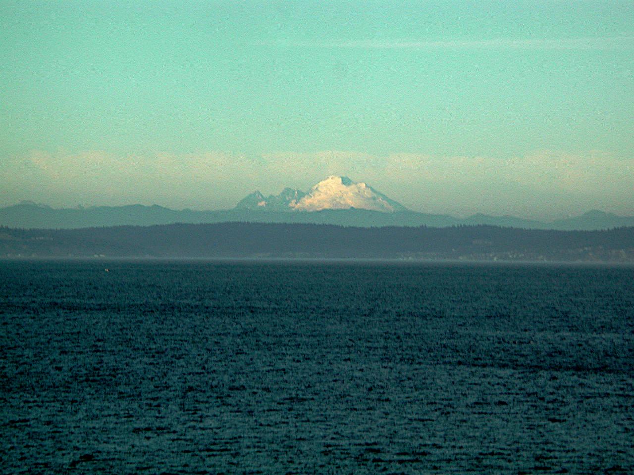 Mt. Rainier and downtown Seattle from Edmonds/Kingston ferry