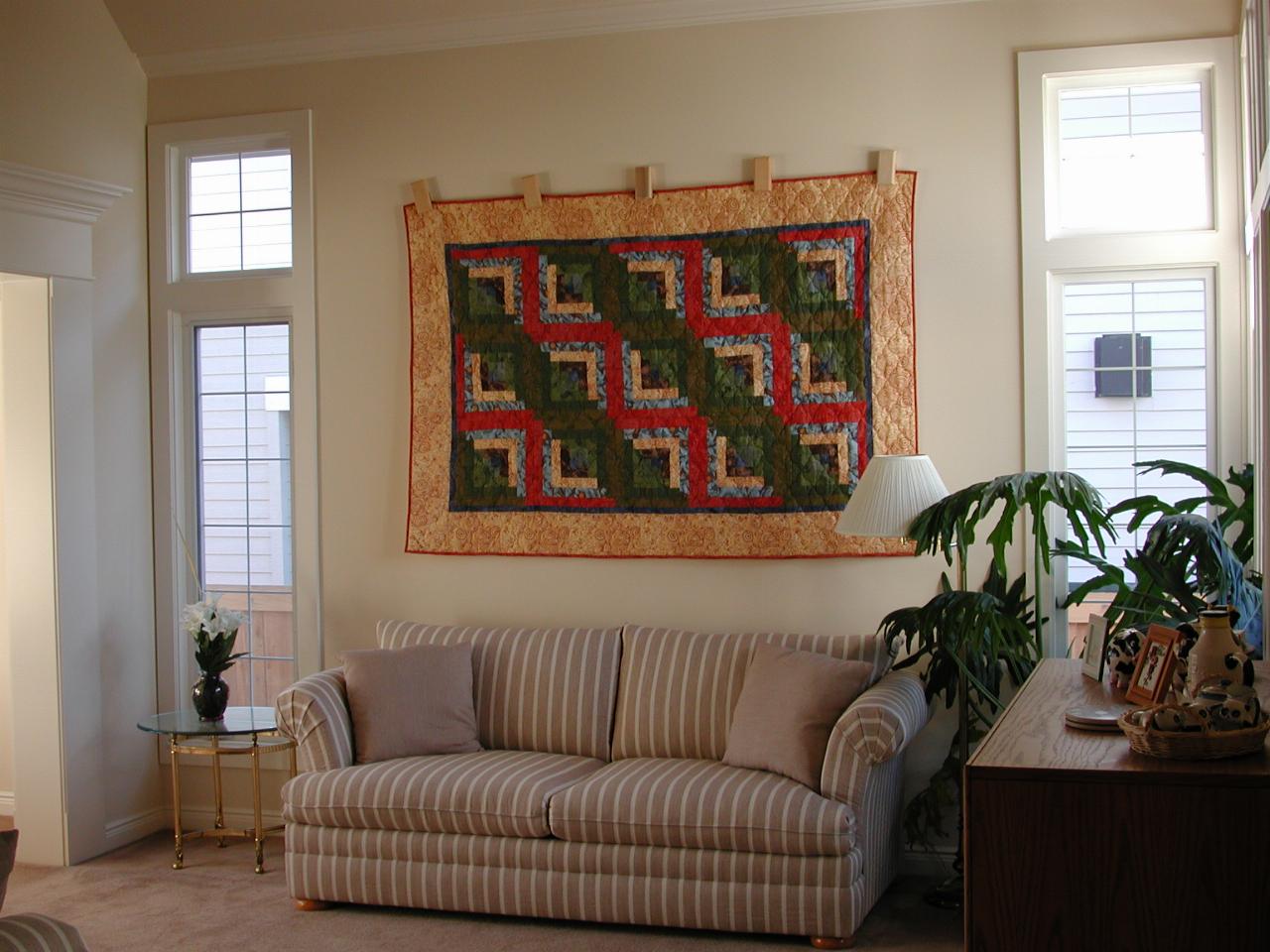 Yvonne's quilt in formal living room.