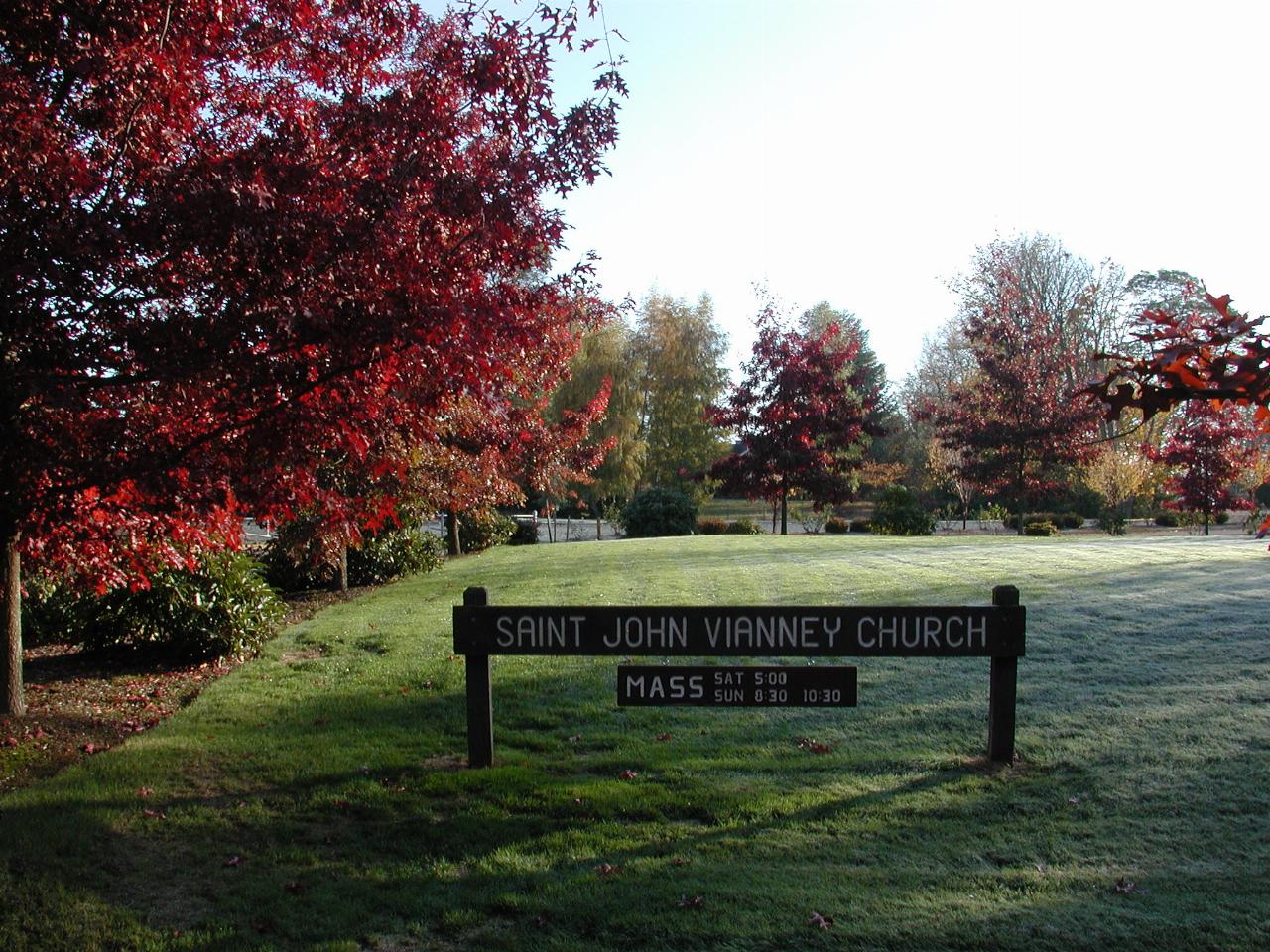 Autumn foliage in Saint John Vianney Church, Kirkland,  WA