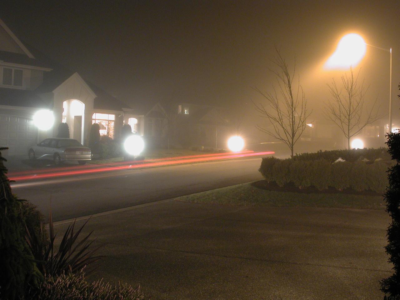 Fog at Laurel Ridge, plus a passing car