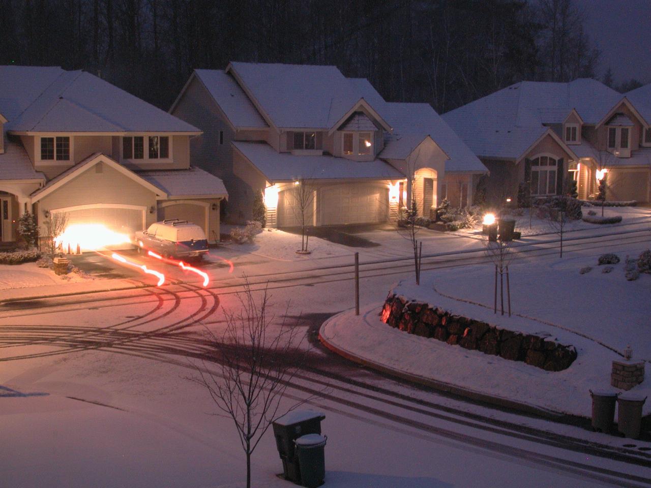 First snow fall of 2001 at Laurel Ridge: the front street