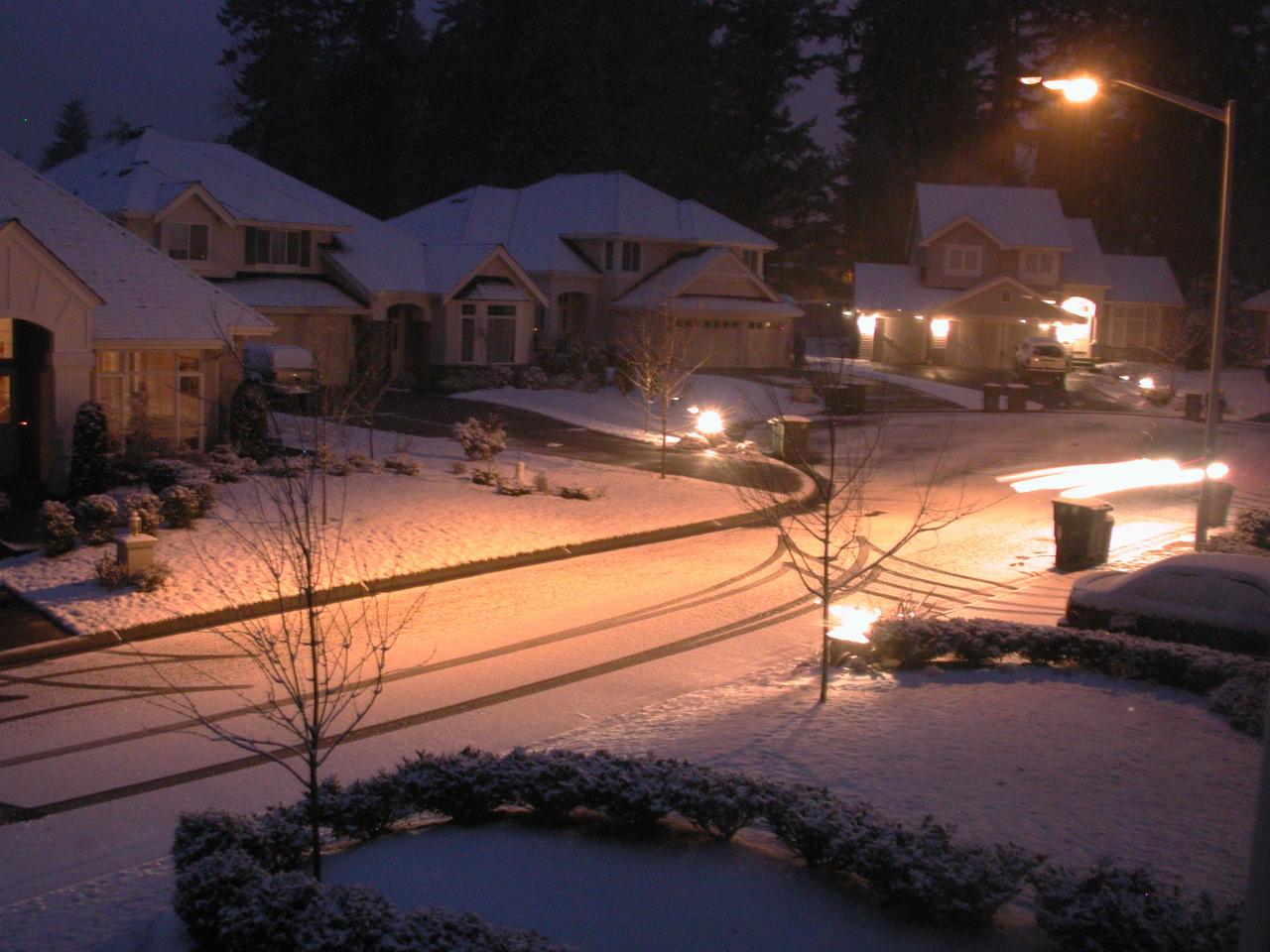 First snow fall of 2001 at Laurel Ridge: the front street