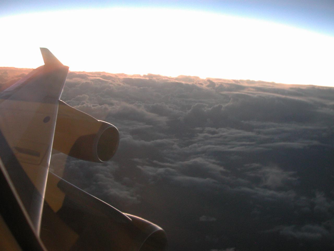 Sunrise at 35000 feet over the Pacific Ocean