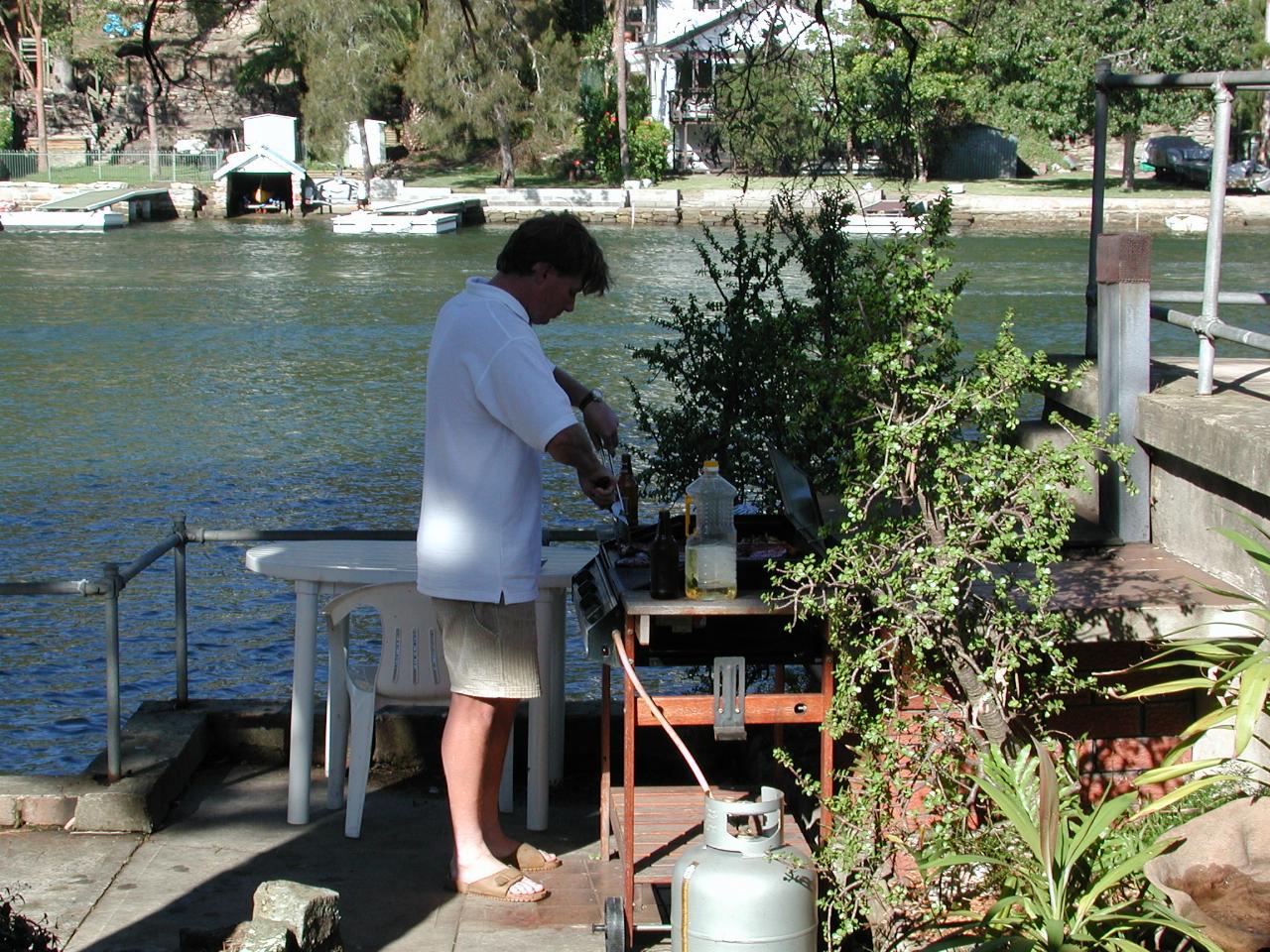 Easter Saturday BBQ at Michelle & Cameron's River Home - Chef Cameron at work