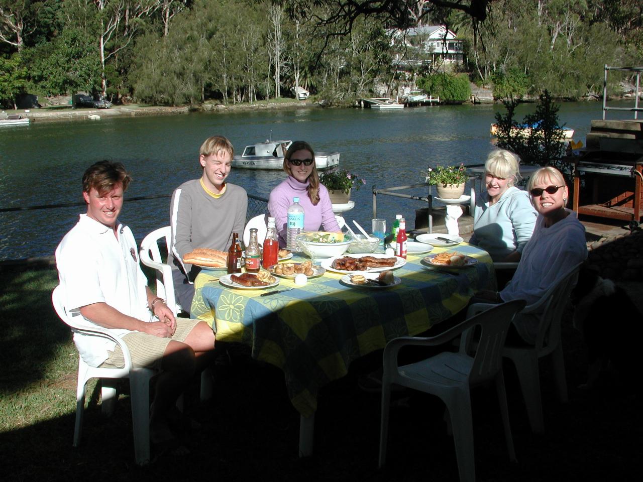 Easter Saturday BBQ (L - R: Cameron, Keiran, Natalie, Michelle, Kelly)