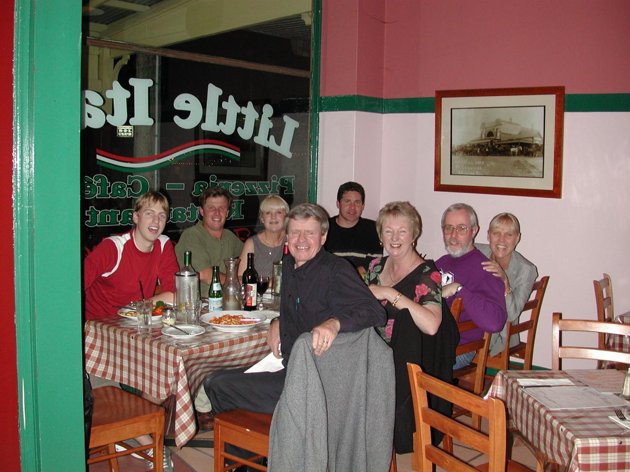 Family Dinner for Yvonne's birthday at Little Italy in Cronulla (L - R: Keiran, Cameron, Michelle, Tim, Kelly, Lindsay, Yvonne, Peter)