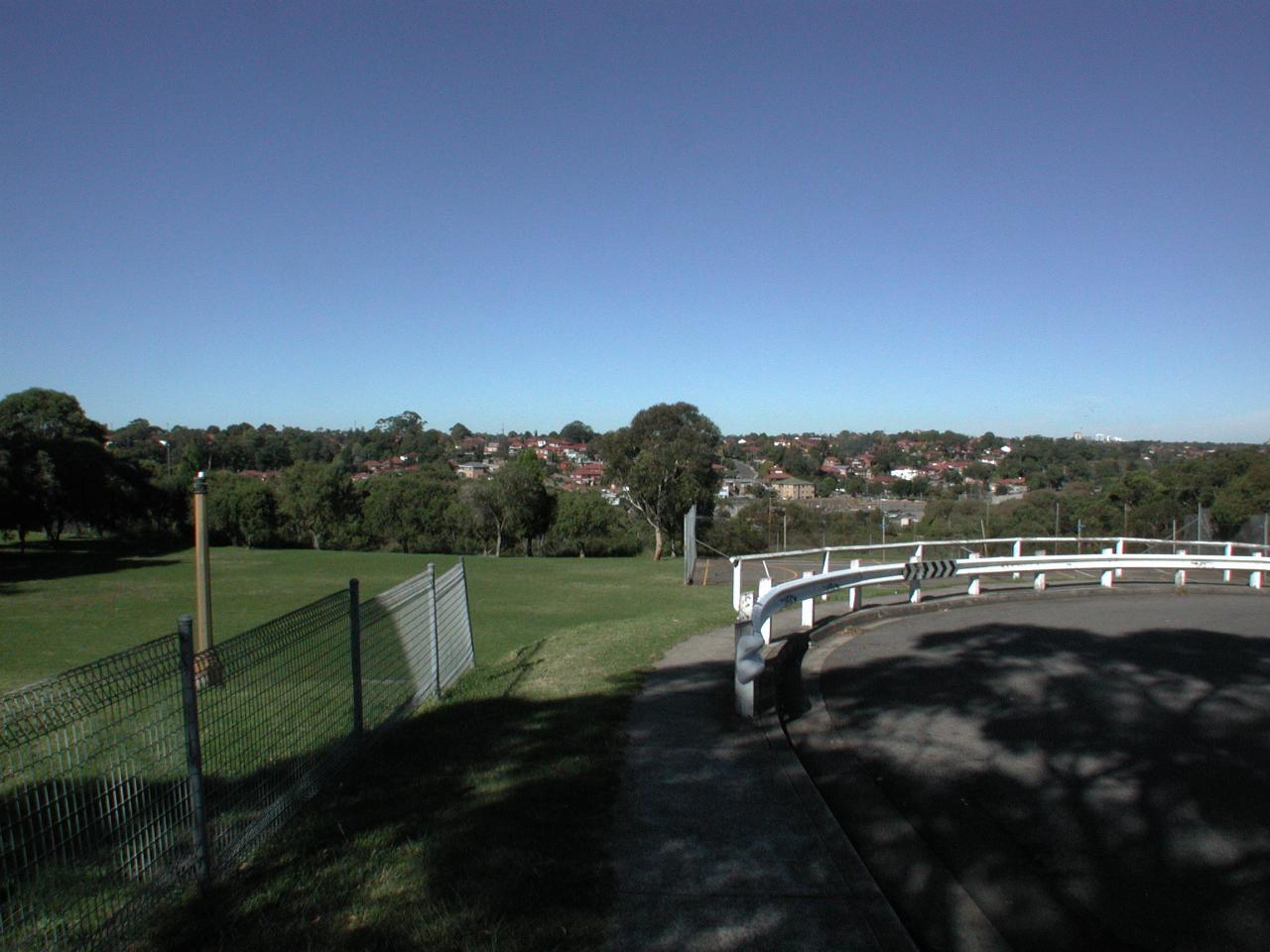 End of St. James Ave, looking over Bardwell Park towards Hurstville