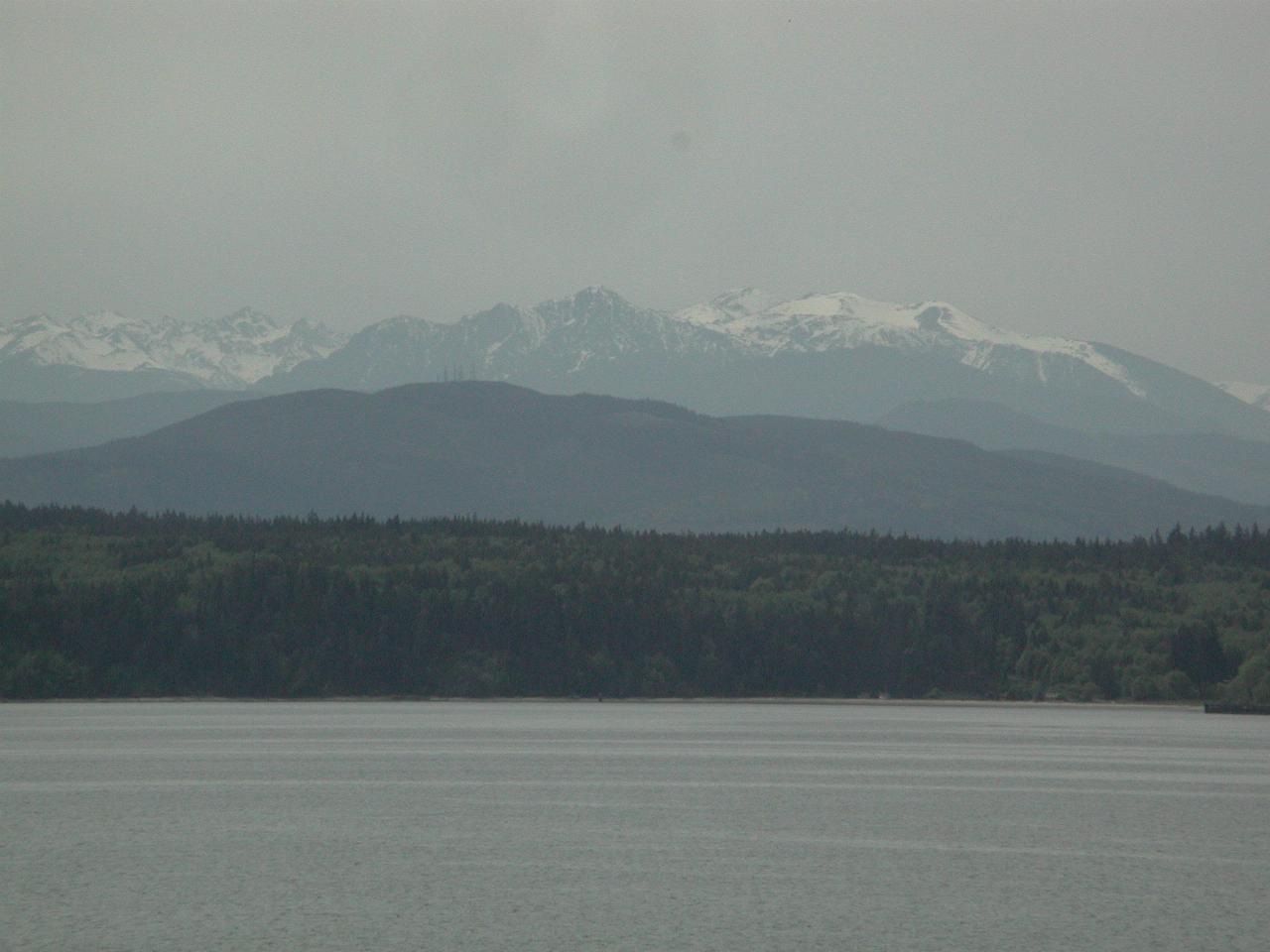 Olympic Mountains (probably Mt. Olympus) from Port Townsend ferry