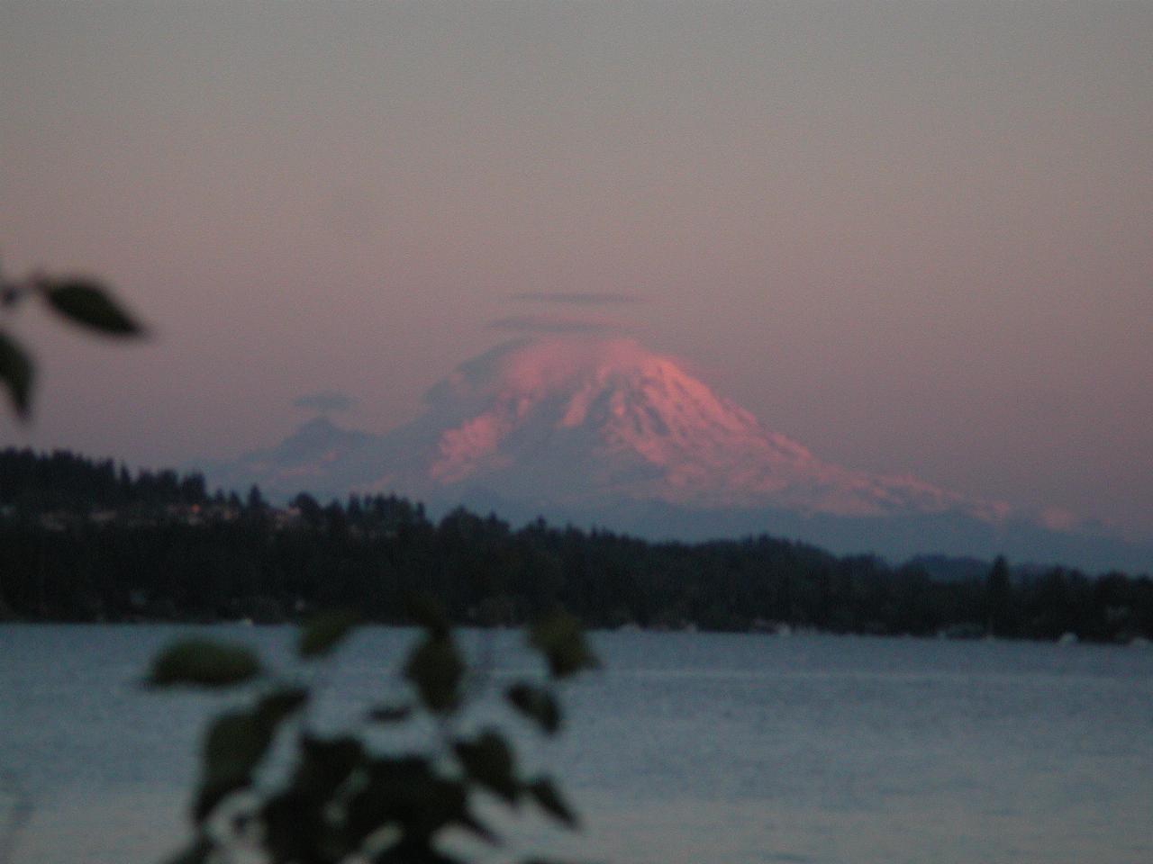 Sunset on Mt. Rainier, viewed from Magnusson Park, Seattle