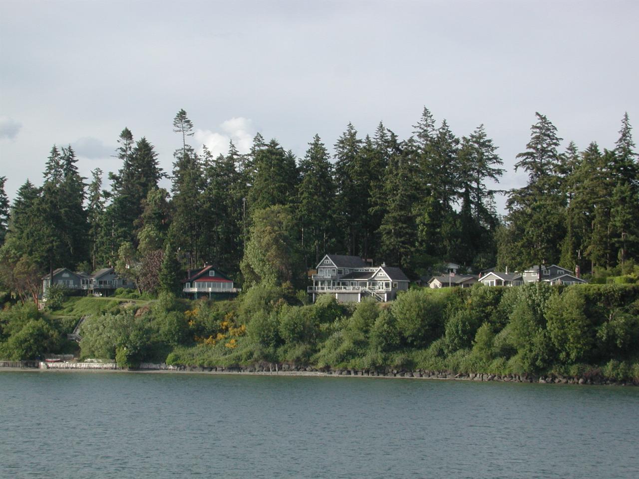 Homes on the way out of Winslow Harbour, Bainbridge Island