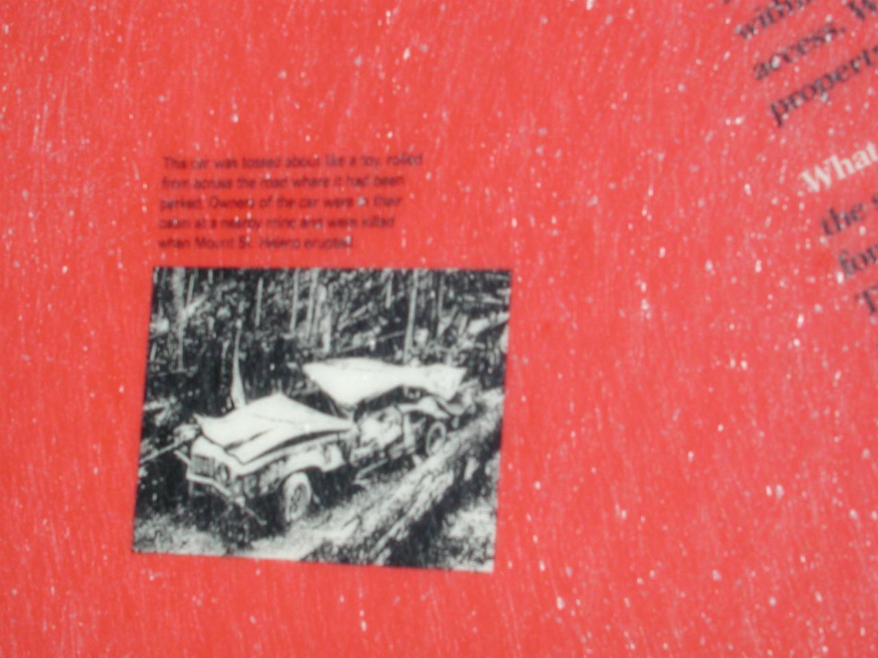 Part of graphic, showing the car at Meta Lake in earlier condition