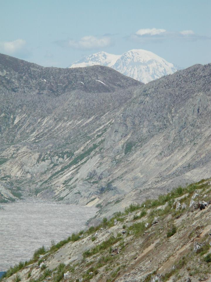 Mt. Rainier, as seen from Spirit Ridge, over the NE end of Spirit Lake