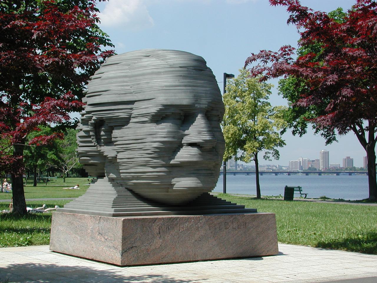 Arthur Fiedler, Charles River, Boston MA, Harvard Bridge in background