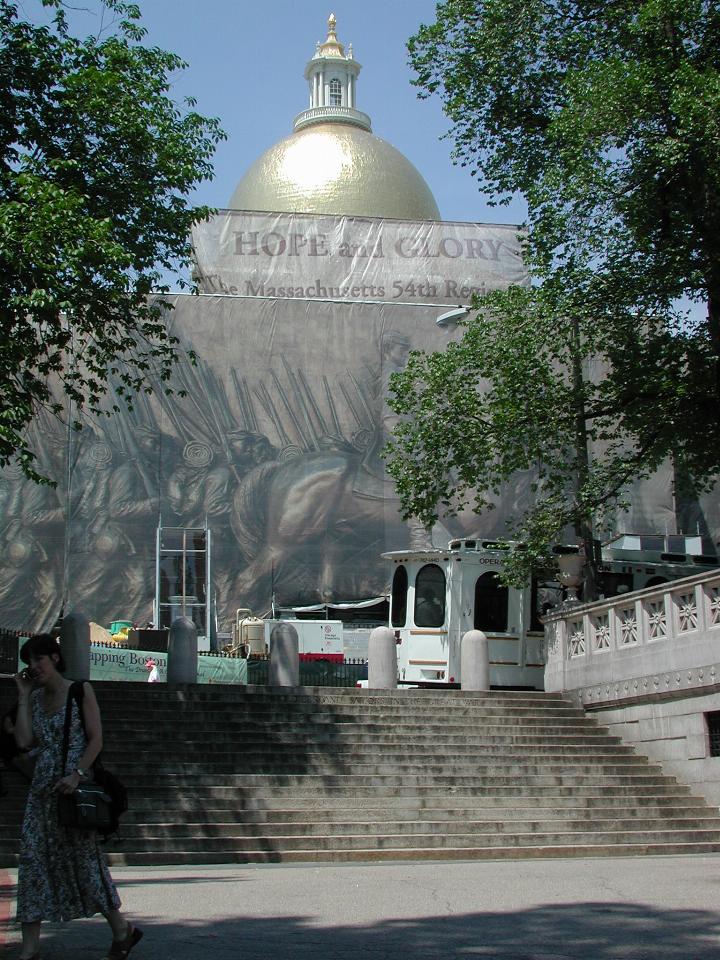 Massachusetts State House (under renovation, with 'decorative' covering)