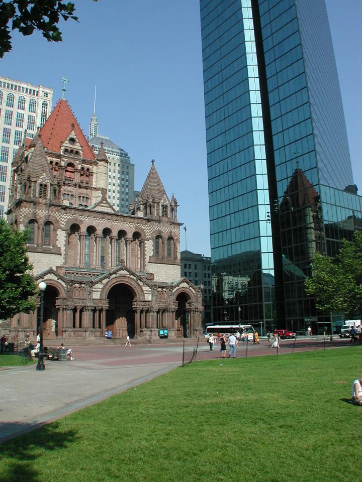 Old Trinity Church, Boston MA reflected in John Hnacock Tower