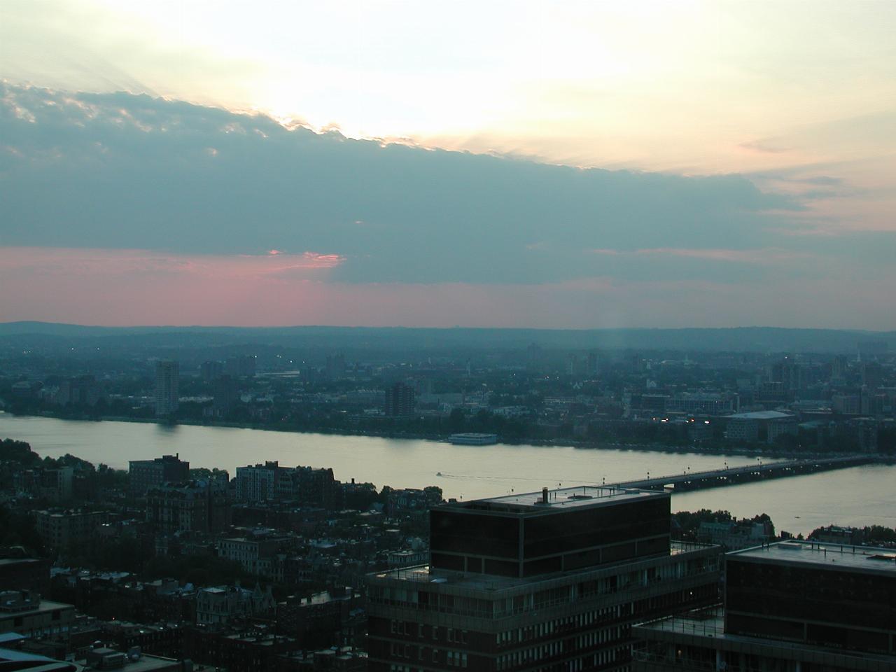 Sunset over Cambridge, Charles River and Harvard Bridge