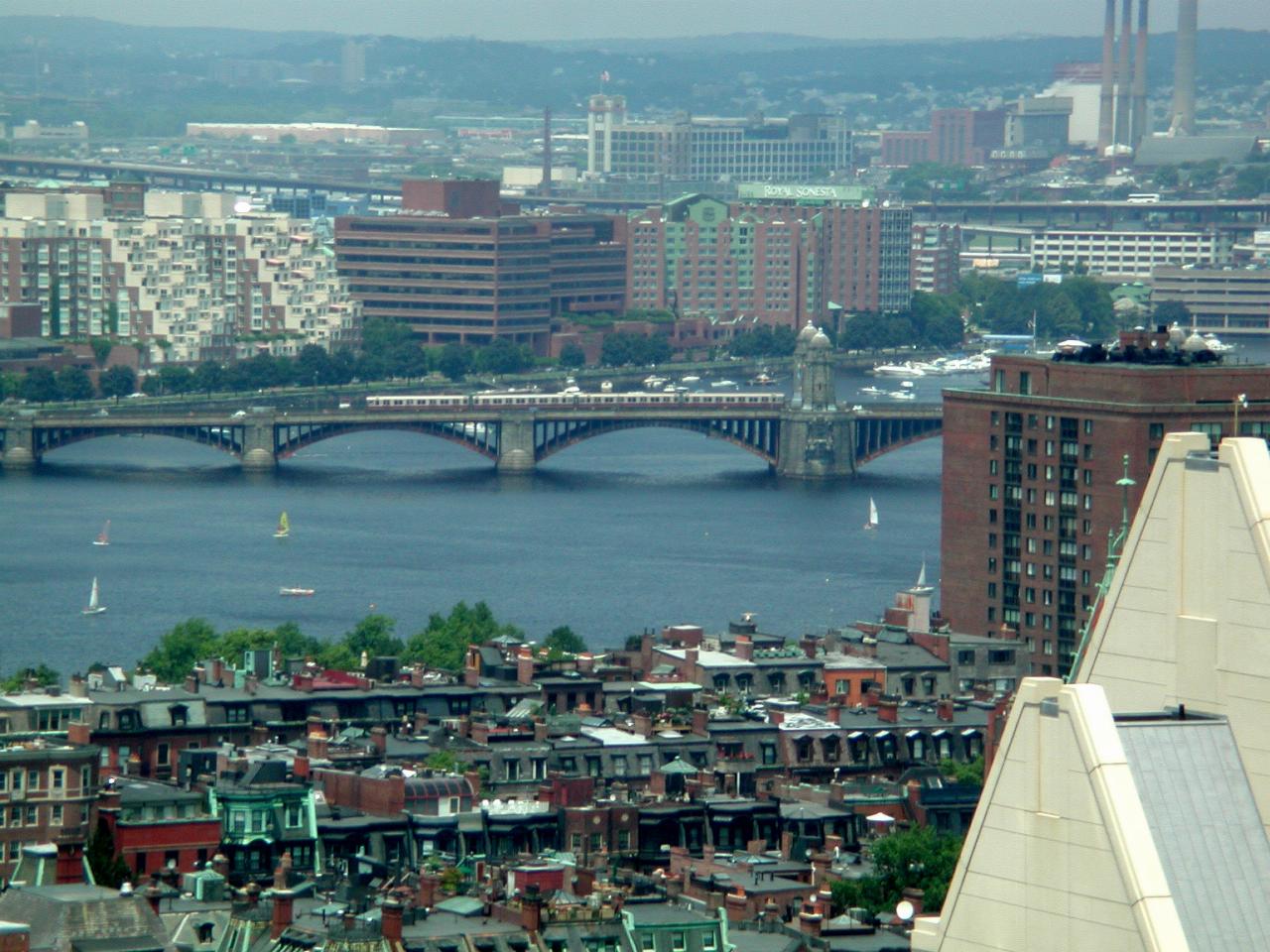 'Red Line' train crosses the Longfellow Bridge