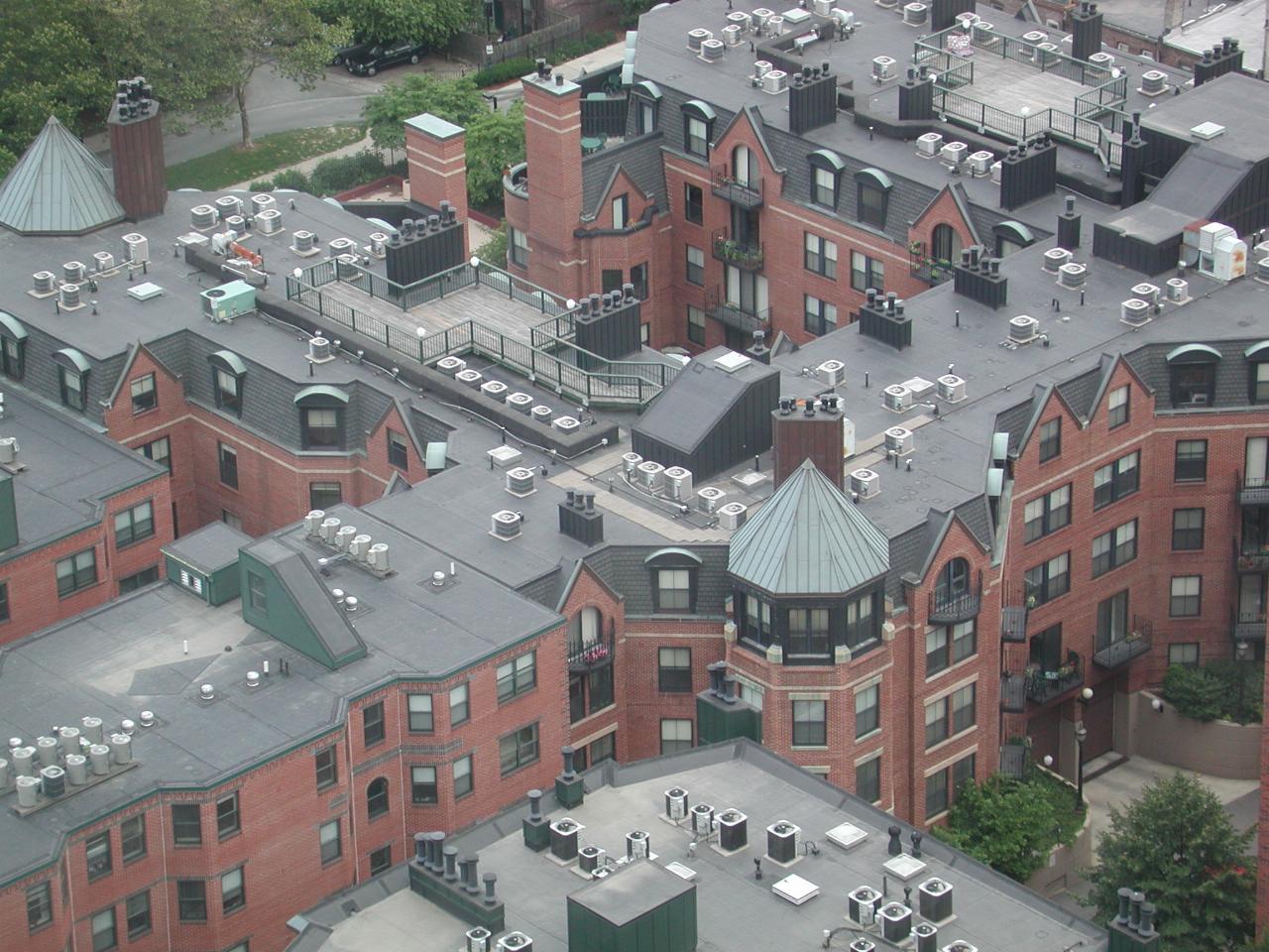 New 'old style' apartment buildings, seen from 27th floor of Copley Square Marriott