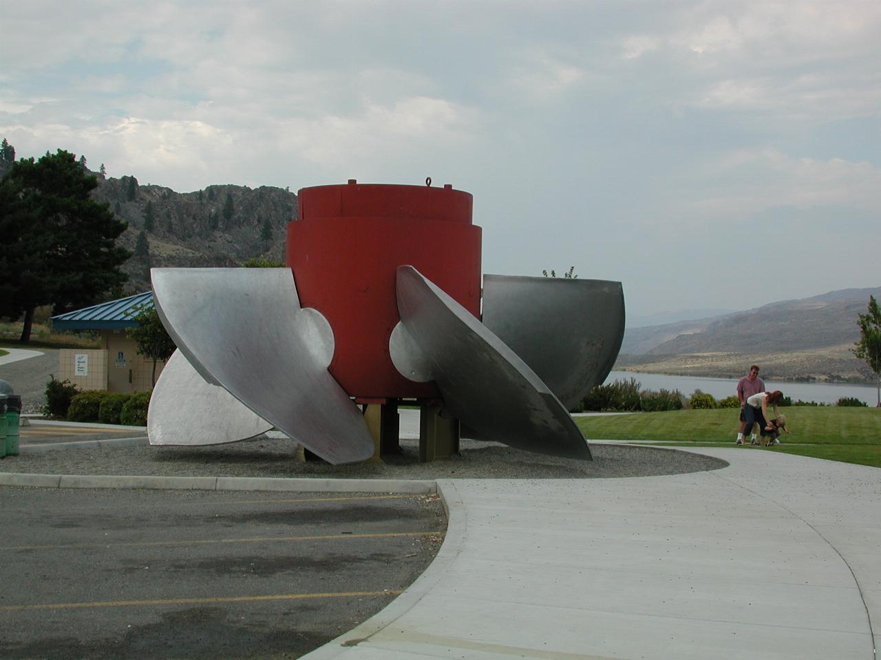 One of the old turbines at Wells Dam