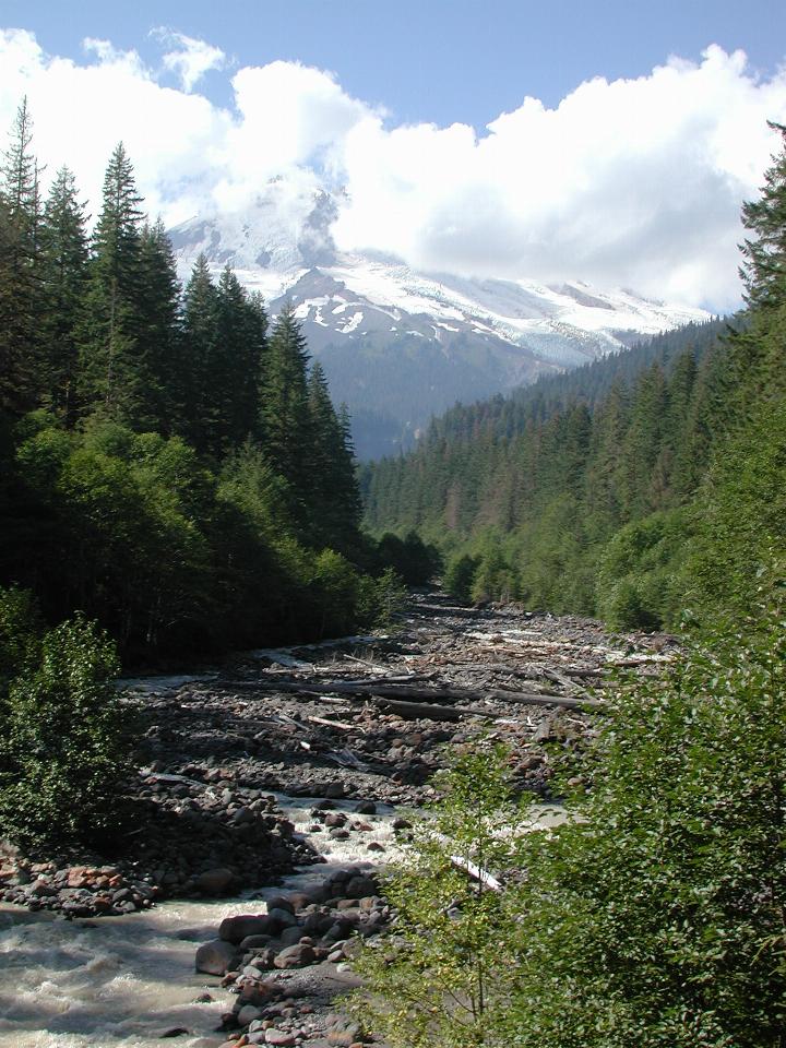 Mt. Baker (partly in clouds) and Boulder Creek