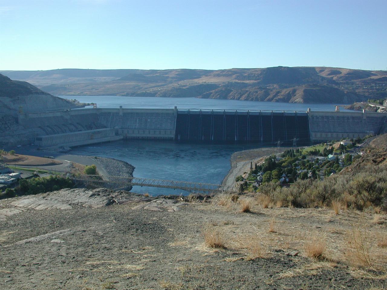 Grand Coulee Dam, and Coulee Dam City from Crown Point