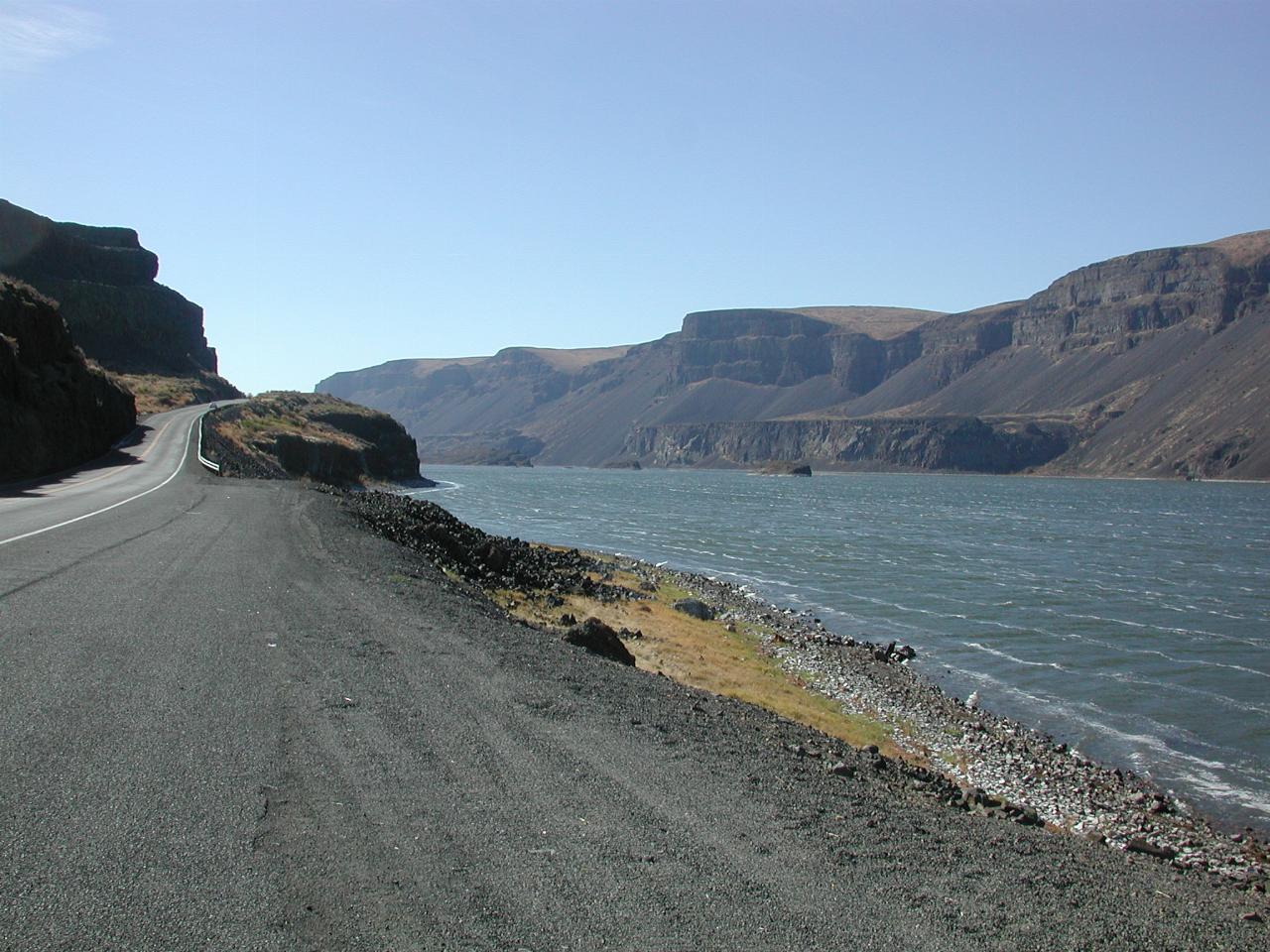 Soap Lake (north of Ephrata), with Coulee cliffs and plateau