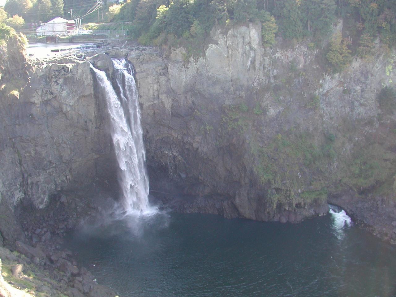 Snoqualmie Falls from end of trail - low flow and power station working