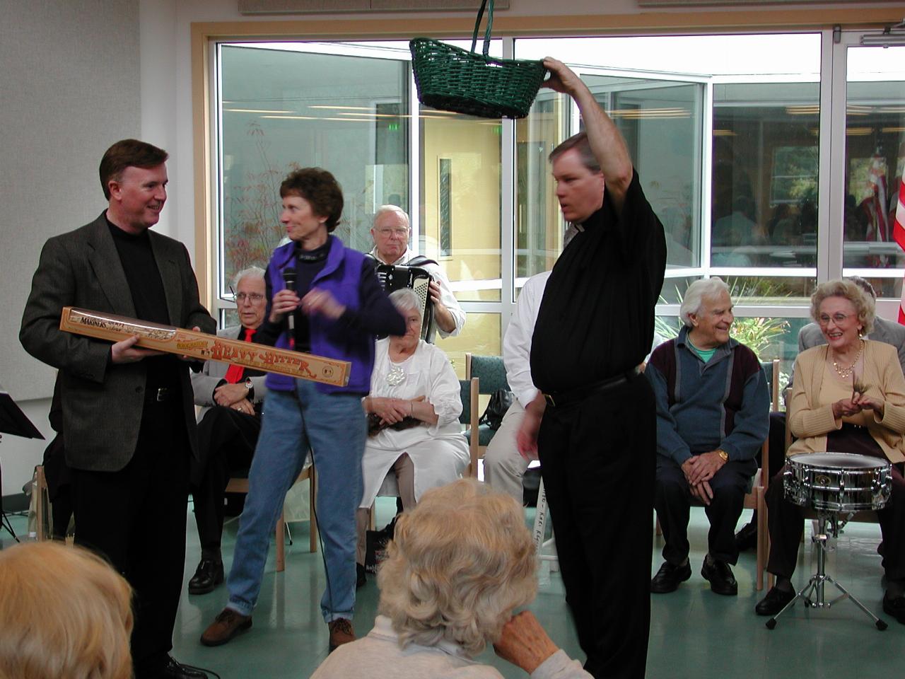 St. John Vianney 30th Birthday - Fr. Heric about to draw bat