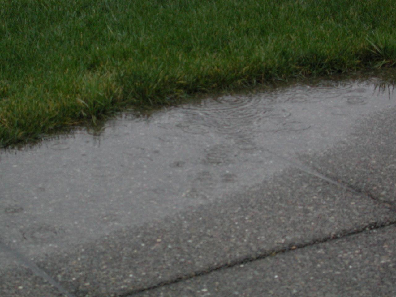 Rain drops on the patio