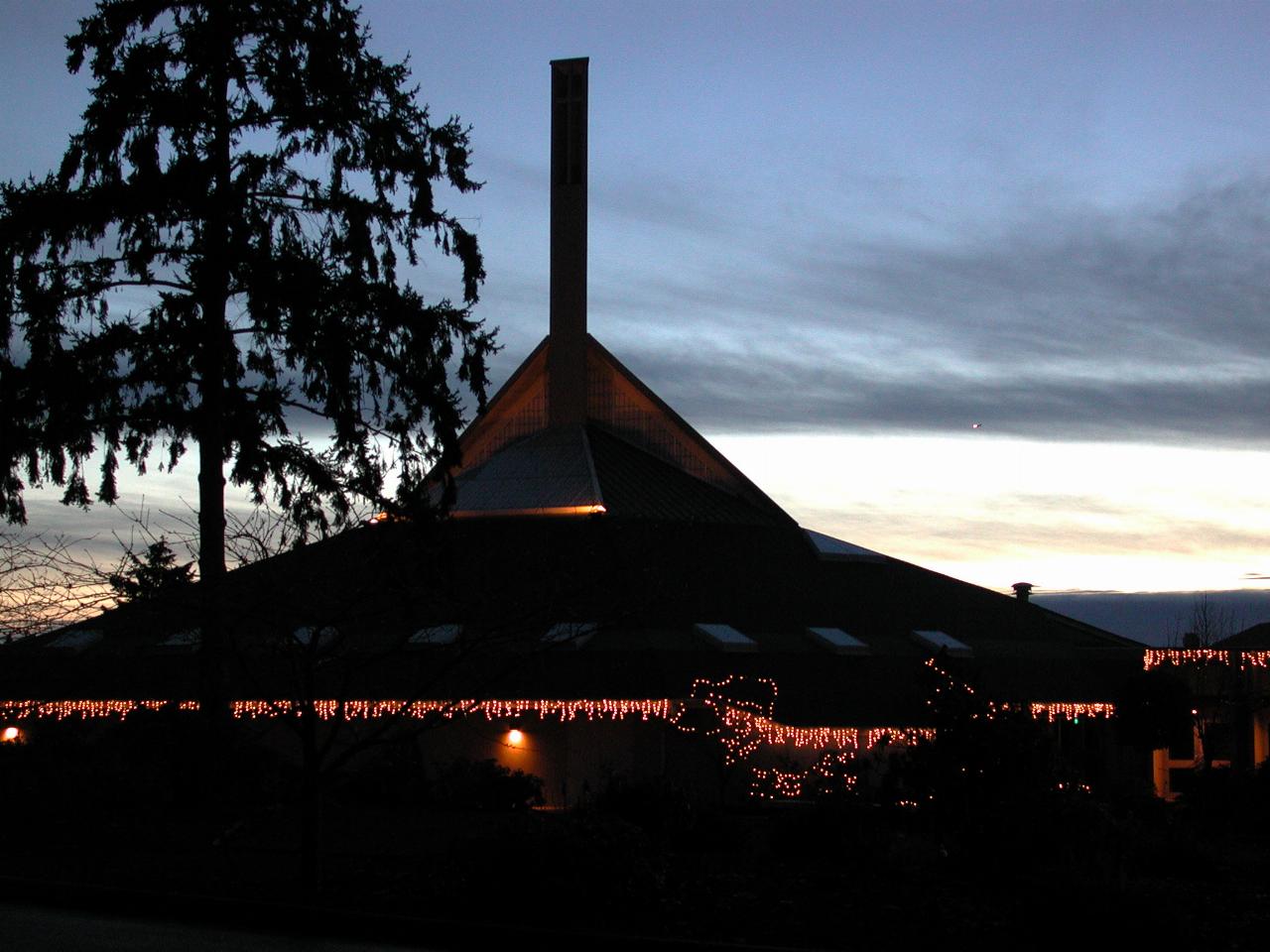 Sunset on New Year's Eve at St. John Vianny Church, Kirkland WA