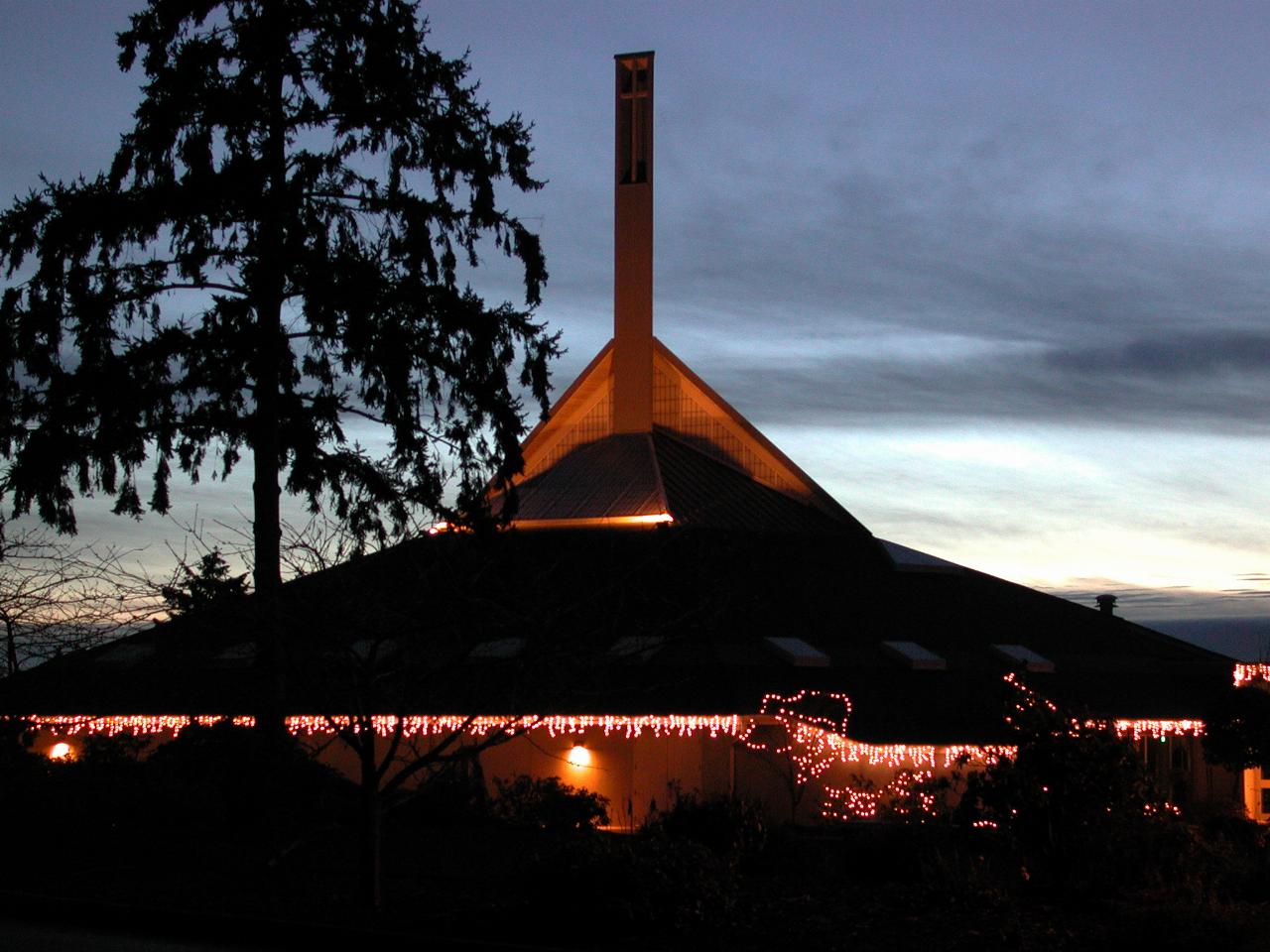 Sunset on New Year's Eve at St. John Vianny Church, Kirkland WA