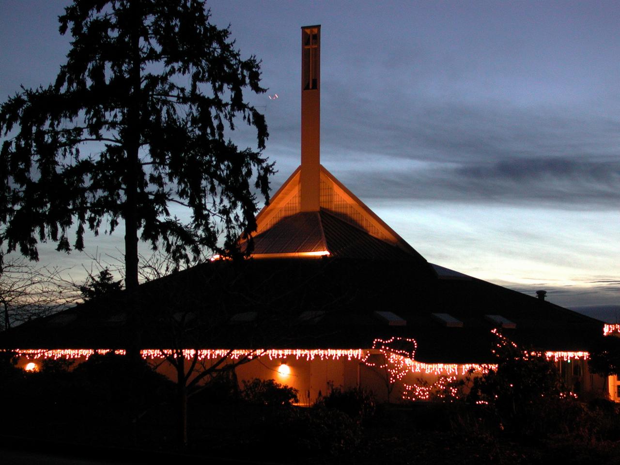 Sunset on New Year's Eve at St. John Vianny Church, Kirkland WA