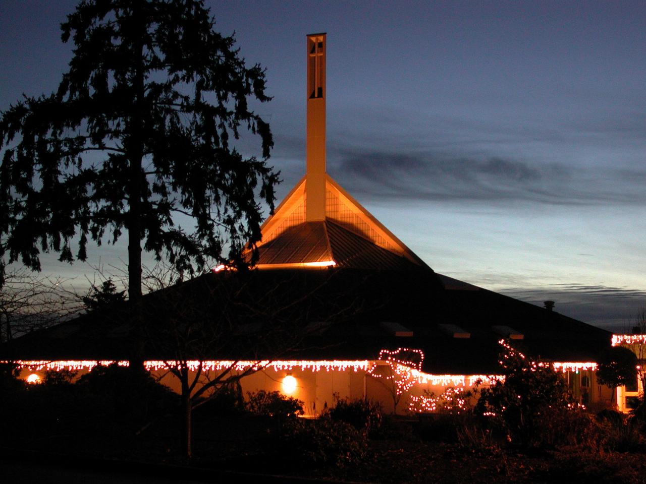 Sunset on New Year's Eve at St. John Vianny Church, Kirkland WA