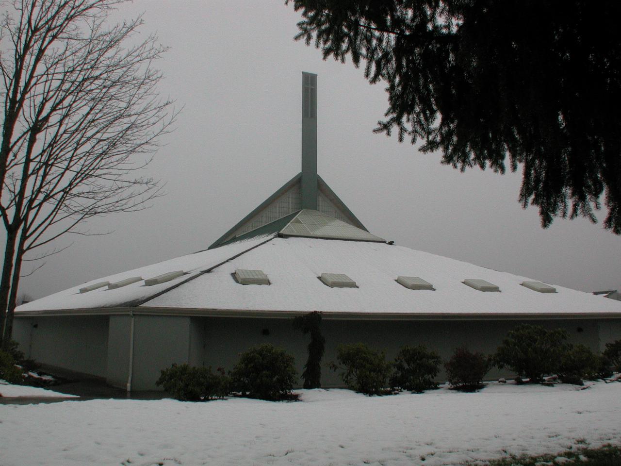 Saint John Vianney Church, Kirkland, in the snow