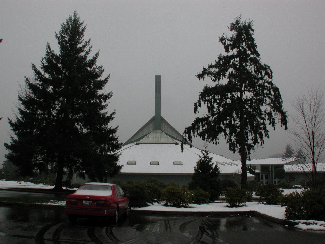 Saint John Vianney Church, Kirkland, in the snow