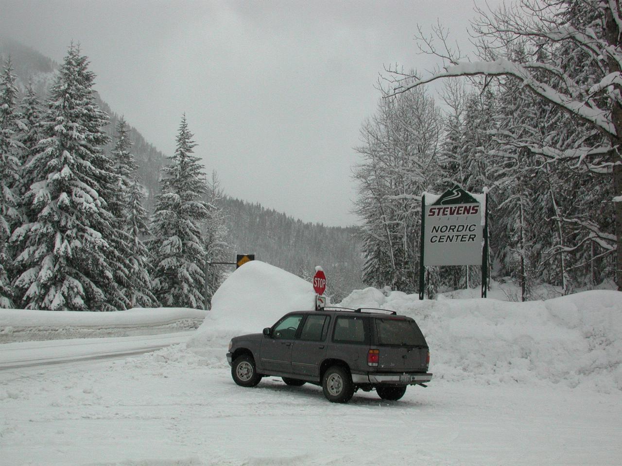 Eastern end of Stevens Pass, at Nordic Ski Centre entrance