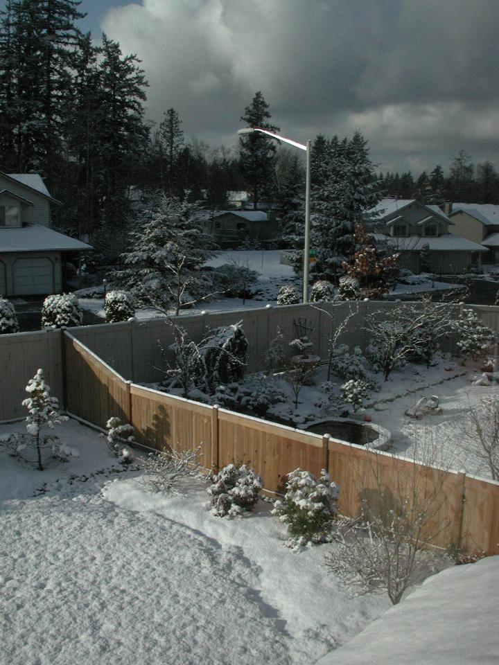 Looking SW from master bedroom, with sunny patches to brighten day