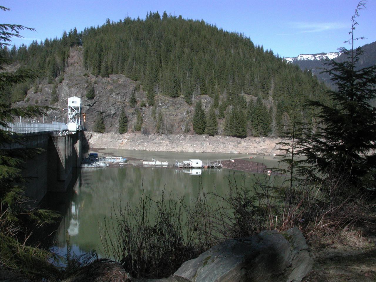 Upper Baker Dam - quite low level, before the snow melts