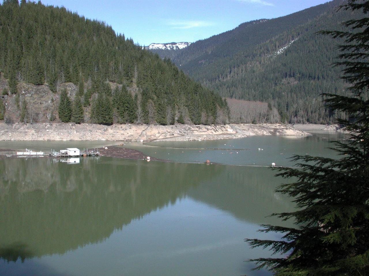 Upper Baker Dam - quite low level, before the snow melts